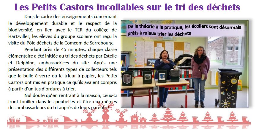 Les petits castors incollables sur le tri des déchets