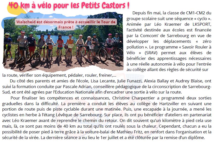 40 kms à vélo pour les Petits Castors