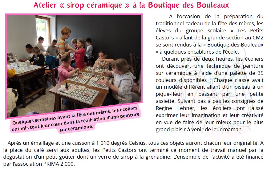 Atelier sirop céramique à la Boutique des bouleaux