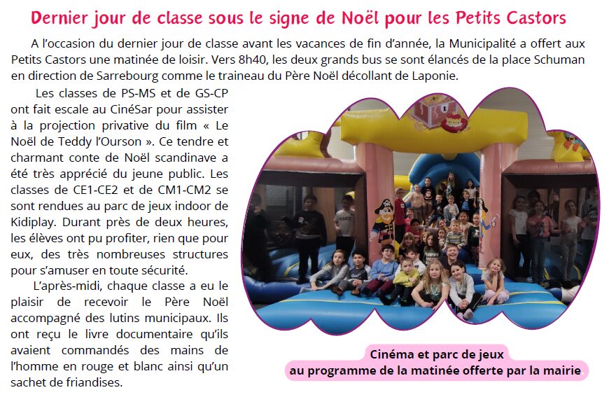Dernier jour de classe sous le signe de Noël pour les Petits castors