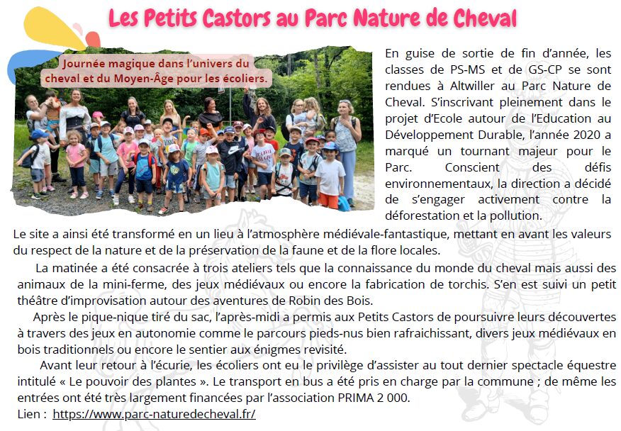 Les Petits Castors au Parc Nature de Cheval
