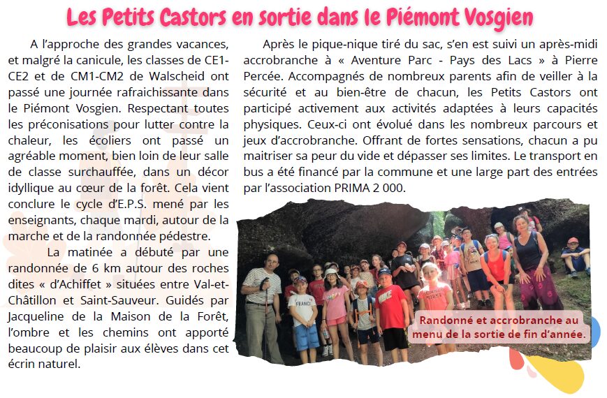 Les Petits Castors en sortie dans le Piémont Vosgien