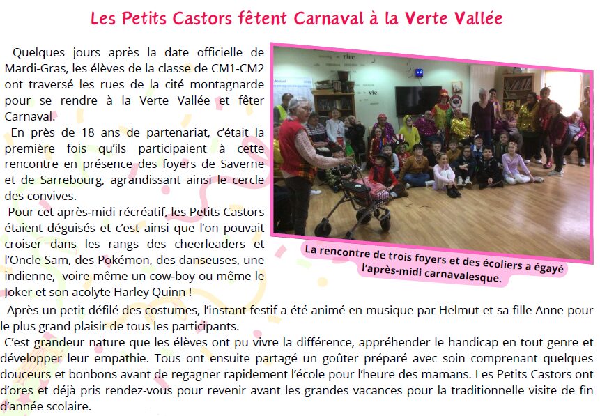 Les Petits Castors fêtent Carnaval à la Verte Vallée