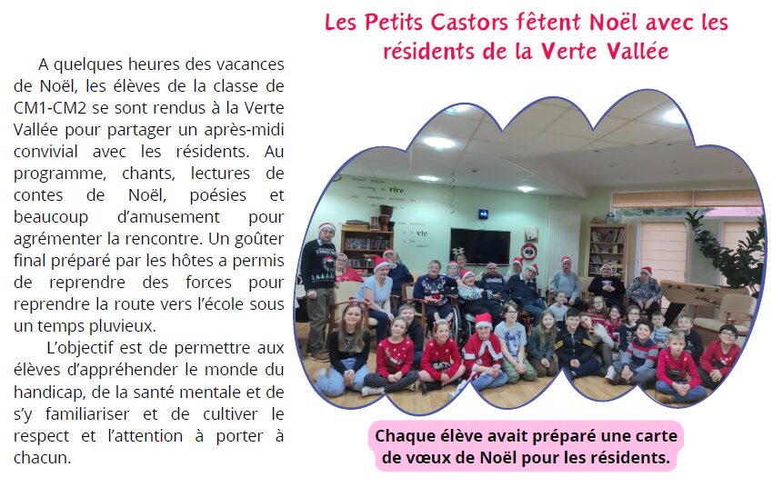 Les Petits Castors fêtent Noël avec les résidents de la Verte Vallée