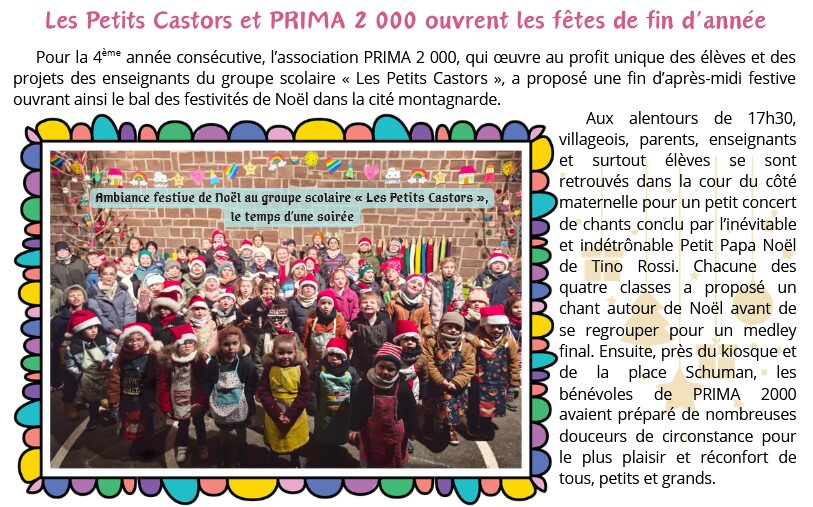 Les Petits Castors et PRIMA 2 000  ouvrent les fêtes de fin d&rsquo;année