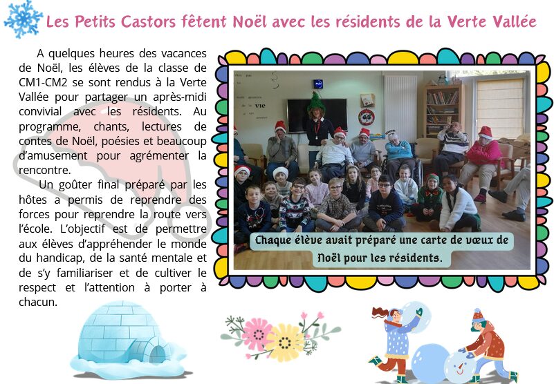 Les Petits Castors fêtent Noël avec les résidents de la Verte Vallée