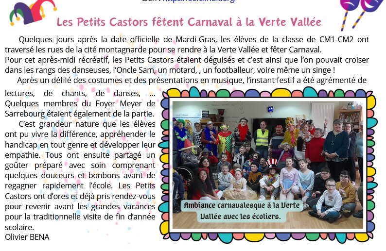 Les Petits Castors fêtent Carnaval à la Verte Vallée