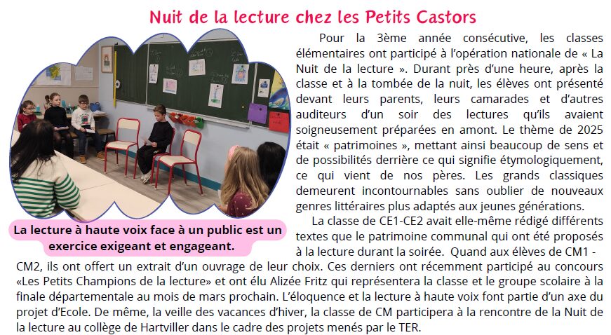 Nuit de la Lecture chez les Petits Castors