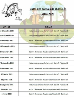 Dates des battues 2024-2025