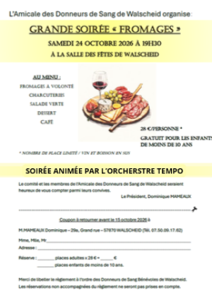 Soirée fromages 24 octobre